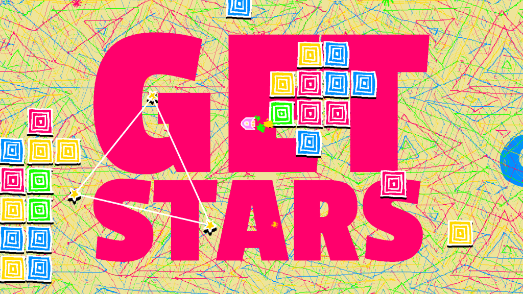 It's the words "get stars" with lots of scribbly stuff going on.