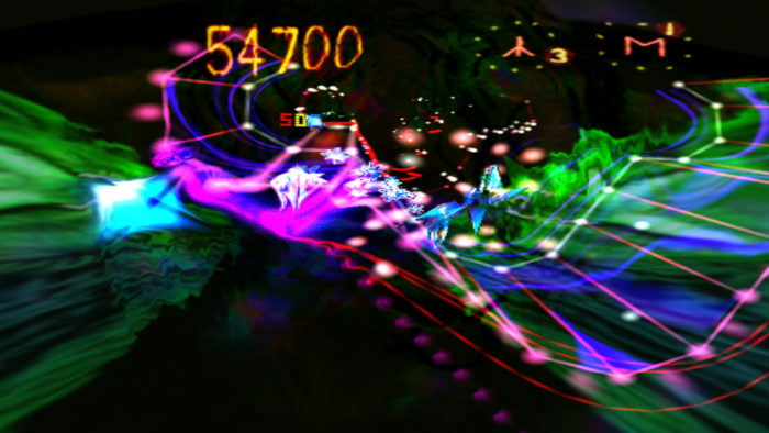A hi res screenshot of the Xbox 360 game, Space Giraffe.