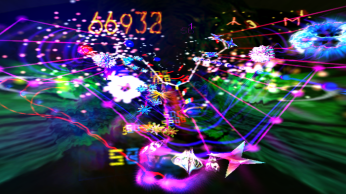 A hi res screenshot of the Xbox 360 game, Space Giraffe.